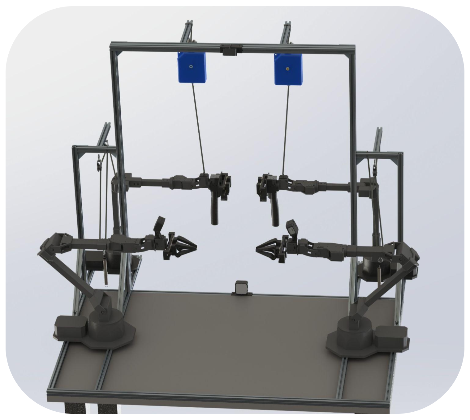 ALOHA 2 workcell with dual arms and operator handles